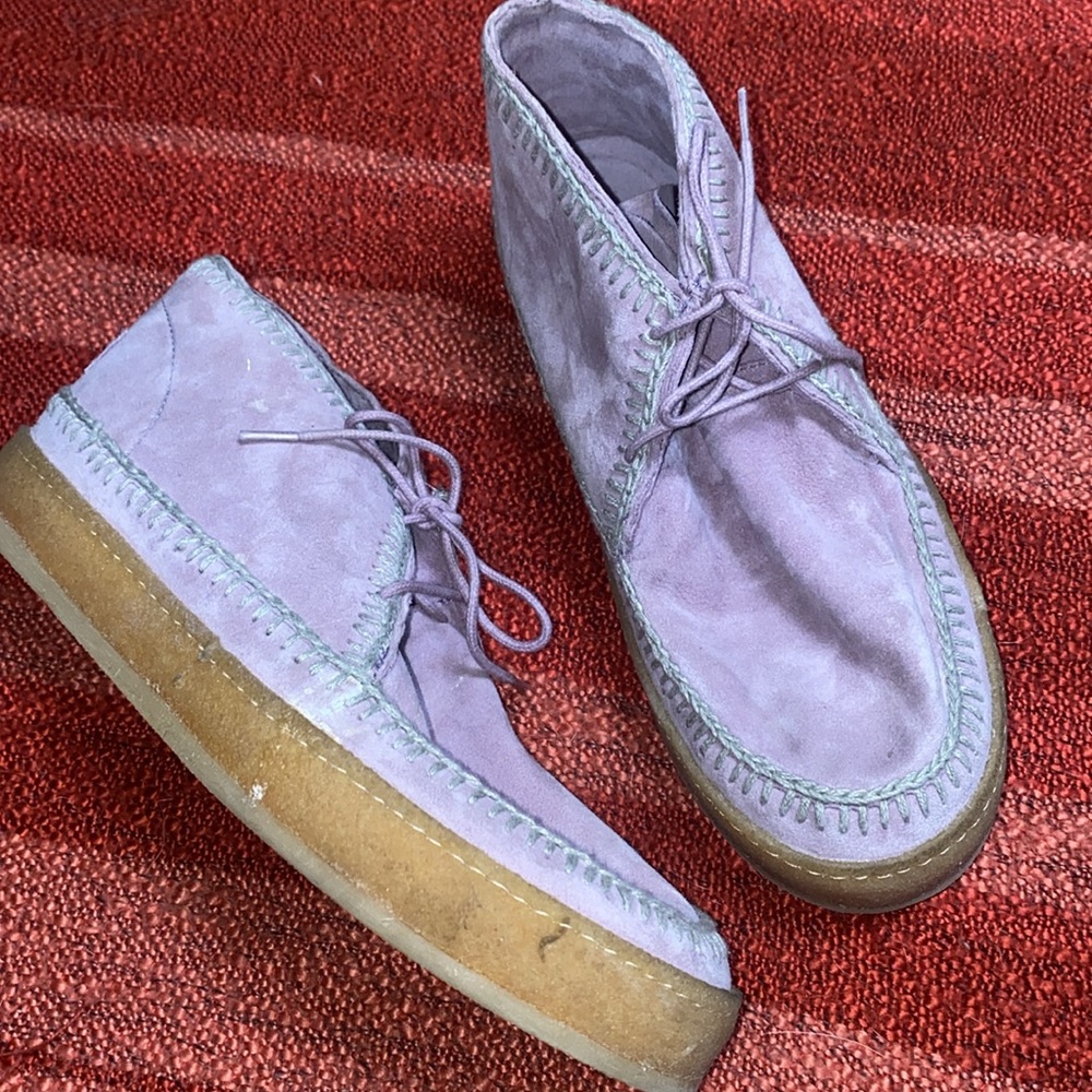 LAID BACK LONDON SHENJI LILAC SUEDE LEATHER CHUKKA MOC BOOTS SZ 38 / 7 HANDMADE